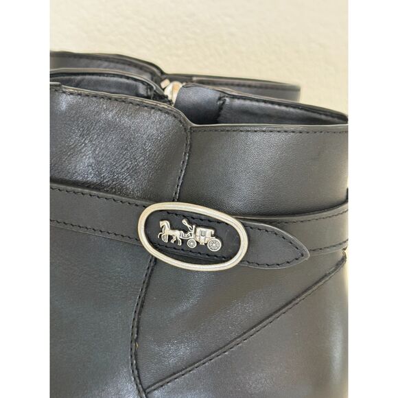 Coach Dylan Black Leather Horse-And-Carriage Ankle Booties Size 10 - Picture 10 of 10